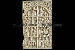 Placca o Tavoletta in avorio, scolpita in altorilievo con scene religiose, Italia o Francia, XIV secolo
