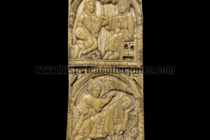Bone plaque or panel, 2 scenes from the life of San Millàn de la Cogolla, Spain, 16th-17th century